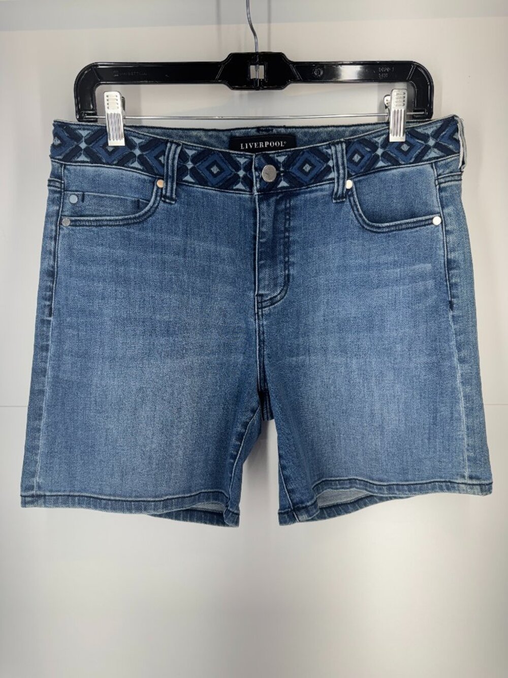 Liverpool "The Short" Embroidered Waist Jean Shorts